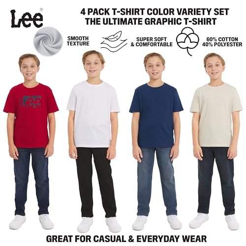Lee Boys' 4 Pack Variety Super Soft Stretchable Tee Short Sleeve T-Shirt, Red Collection Set, X-Small - image 2