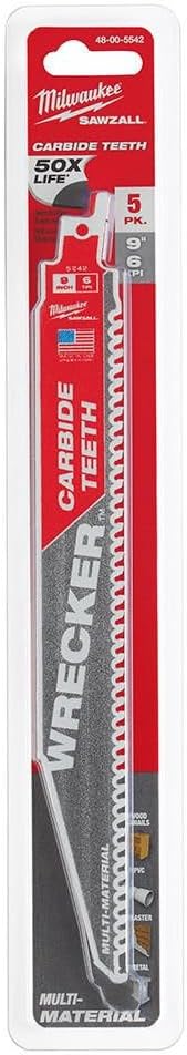 Milwaukee Electric - 9IN 6 TPI Wrecker SAWZALL Blade 5 PK