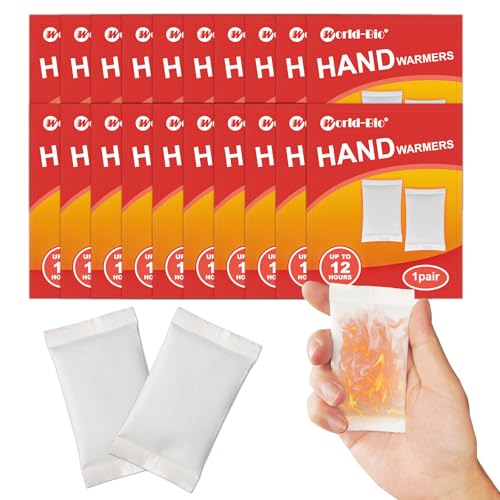 Hot Hand Warmers Disposable, 20 Pair, Up to 12 Hours of Heat, Air Activated Heat Packs for Hands, Hot Packs for Hands, Natural Odorless Instant Warmer Winter Warmers