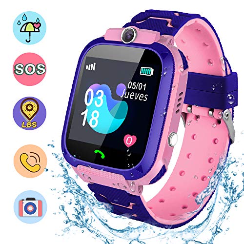 NAIXUES Smartwatch Niños, Reloj Inteligente Niña IP67, LBS, Hacer Llamada, Chat de...