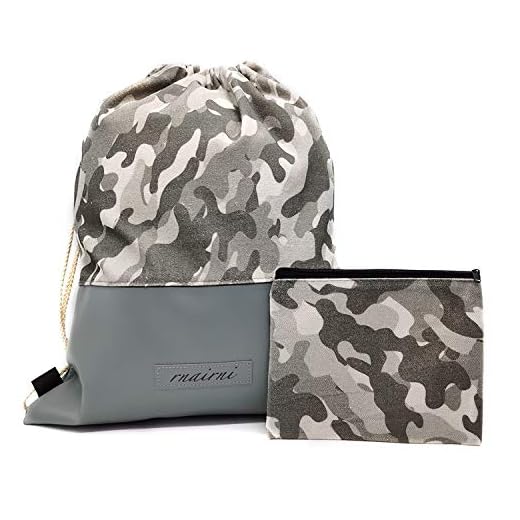 rnairni Gym Drawstring Backpack Canvas PU Leather Sports Bag with Inner Pocket and Key Chain Coin Purses