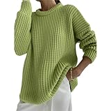 Haitpant Otoño Invierno Blanco De Punto Suéteres Mujeres Coreano Manga Larga Pullovers Vintage O-Cuello Jumper Tops, Yellow En8, L