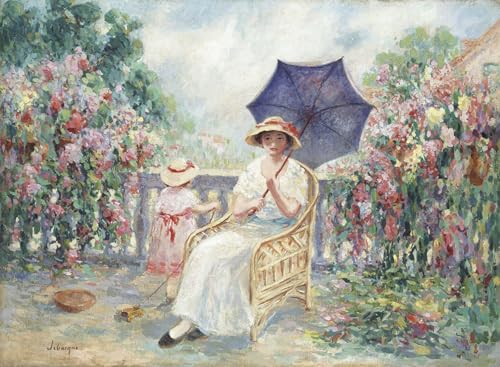 Prints Toile Henri Lebasque Jeune fille et enfant décoration murale grand format 60x90cm