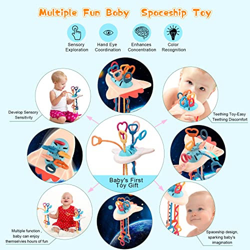 Montessori Toys For Babies 6-12 Months Baby Food Grade Silicone Sensory Travel Pull String Rattle Teething Toys For 3-6 Months 1 Year Old Hang On Stroller Crib Car Seat Fidget Gift For Infant Toddler #TOP3