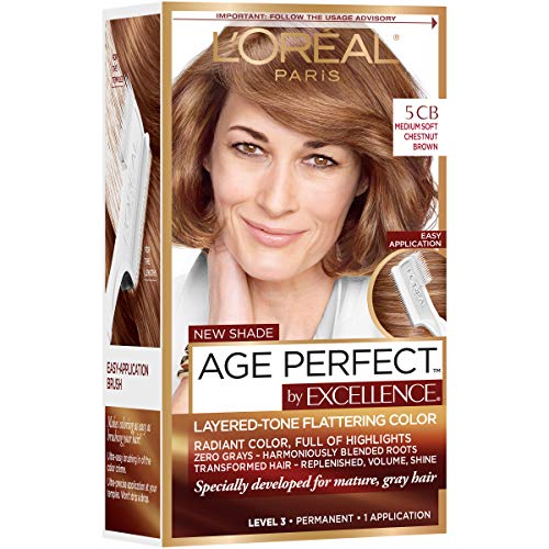 Image of L'Oreal Paris ExcellenceAge Perfect Layered Tone Flattering Color, 5CB Medium Chestnut Brown