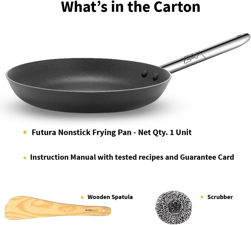 Hawkins Futura 29 cm Induction Non Stick Fry Pan with Stainless Steel Handle, Big Frying Pan, Black (INFS29)