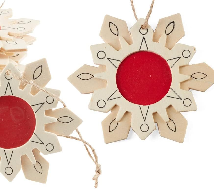Group of 24 Unfinished Wood Snowflake Frames by Factory Direct Craft - Photo Frame Ornaments with Jute Hanger for Craft Activities and DIY Projects