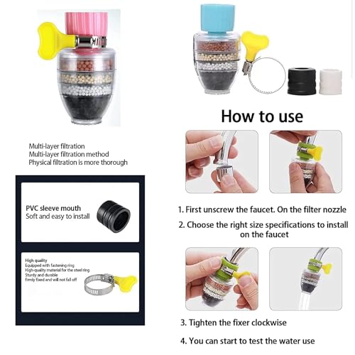 Image of 5 Layer Faucet Tap Water Filter with Activated Carbon | Universal Kitchen Tap Filter Cartridge | Multilayer Water Purifier for Home Sink Faucet | Splash Filter for Cleaner Water