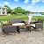 YITAHOME Wooden Armrest 4-Piece Patio Furniture Set, All-Weather Outdoor Furniture Rattan Wicker Conversation Set with Wooden Side Table, Wooden Armrests &Feet and Soft Cushions, Brown+Beige