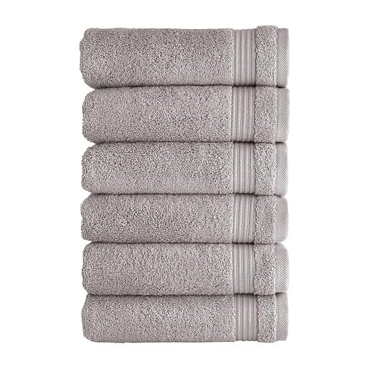 Classic Turkish Towels - Luxury Hand Towels, 100% Turkish Cotton, Quick Dry, Soft and Absorbent Bathroom Towels, Amadeus Collection, 6-Pack - 16 x 27 Inches (Light Grey)