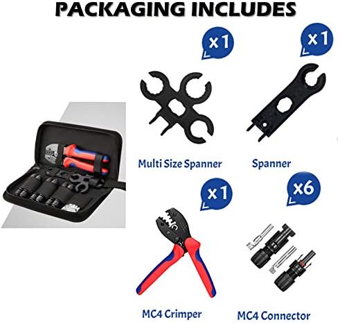 TRAMILY Solar Crimping Tool Kit for Cable Connector for 2.5/4.0/6.0mm² Solar Panel PV Cable,6pcs Male Female Connector,1 Pair Solar Connector Assembly Tool Spanner Tool Kit