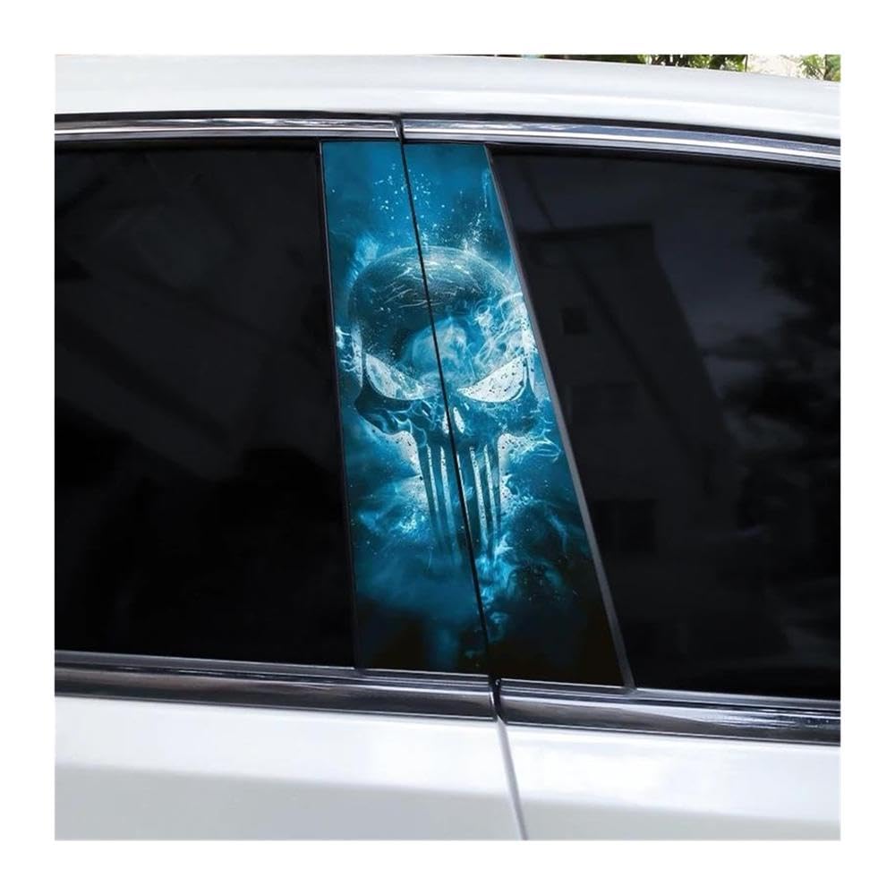Body Parts 2pcs Skull B-Pillar Sticker Waterproof Car Door Pillar Decal(E)