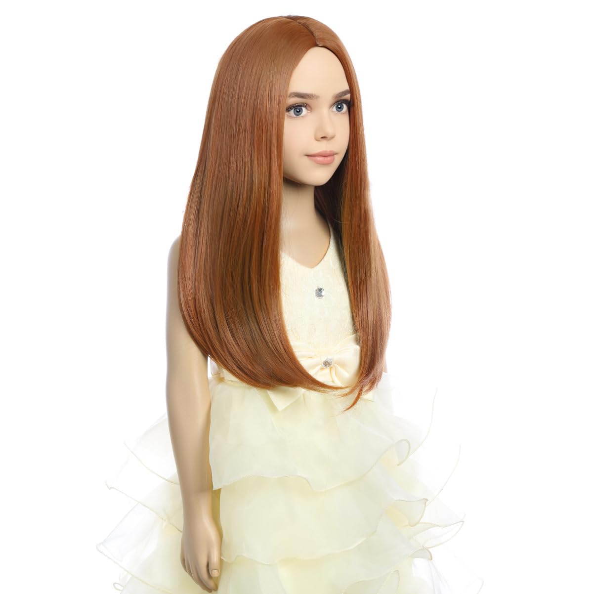 PATTNIUM Orange Wig for Kids Long Ginger Wig Middle Part Straight Wigs for Girls Child Cospplay Daily Wear Heat Resistant Synthetic Wigs (Orange)
