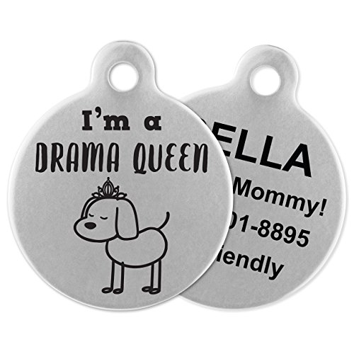 If It Barks - Engraved Pet Id Tags For Dogs - Personalized Stainless Steel Identification Tags - Custom Name Tag Attachment - Made In Usa, I'm A Drama Queen #TOP22