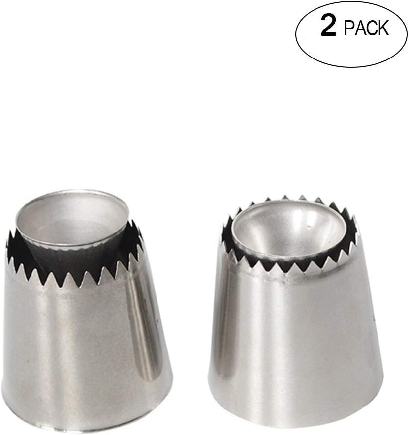 KUZLO Blistered Sultane Nozzle Russian Piping Tips Baking Cookies Mold Kits Icing Nozzles Cake Decorating Supplies Pastry Tips Kitchen Gift Stainless Steel 2 Pcs/Set