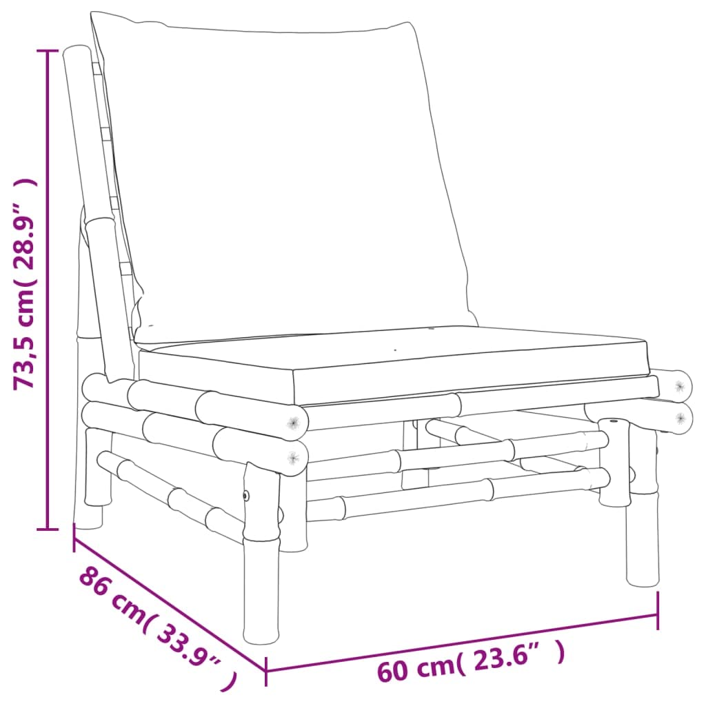 Gartenstühle 2er Set mit cremeweißen Kissen aus nachhaltigem Bambus 60 x 86 x 73,5 cm belastbar bis 110 kg Bequeme Outdoor-Sitzgelegenheit für Balkon Terrasse und Garten