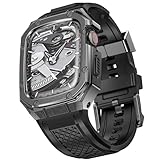 SUPLINK Silicone Bands with Metal Case Compatible with Apple Watch 10 46mm Band/Apple Watch 11 46mm Band, Rugged Protective Bumper for iWatch Series 10/11 Men, Space Grey