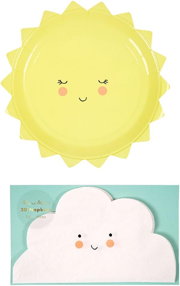 Meri Meri Baby Shower/Birthday Party Pack: Sun Plates and Cloud Napkins