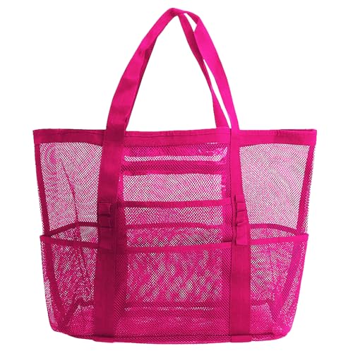 Mesh Beach Bag-Large Tote Bag for Family,Tote Bag with Zipper Pocket for Pool,Toys & Vacation Essentials