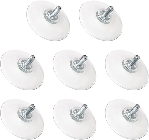 Paquete de 8 ventosas transparentes de vidrio para mesa, ventosas para vidrio, ventosas resistentes con gancho de baño de tornillo, ventosas