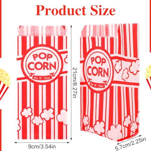 Image of 600 Pcs Paper Popcorn Bags, 1 Oz, Oil-Resistant, for Movie Nights Business | Food-grade paper, individual serving size, easy to stack, for popcorn machine, school carnivals, parties