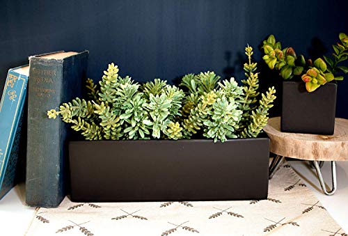 Matte Black Ceramic Planter - 4 X 12 Inches - Urban Rectangular Pot For Succulents - Modern Planter For Office Or Home #TOP2