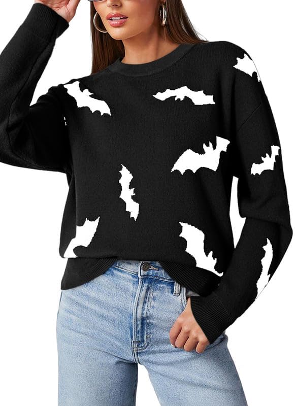Dokotoo Sweaters for Women Casual Crewneck Long Sleeve Floral Print Cable Knit Pullover Sweater Tops
