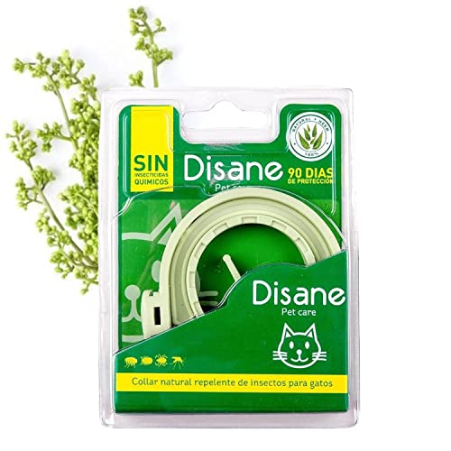 DISANE Collar Antiparasitario para Gatos 100% Natural | 3 Meses de Protección Contra Insectos y Parásitos: Repelente de Pulgas, Garrapatas y Mosquitos | Collar Antipulgas Gato Adulto y Cachorro