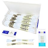 DMC White Embroidery Floss Kit, 6 Strand 117- Blanc CottonThread 12/ Pack Bundle with 1Skein of Each