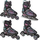 4in1 Inlineskates/Triskates/Rollschuhe/Schlittschuhe Raven Allure verstellbar (31-35 (20,5cm-23cm))