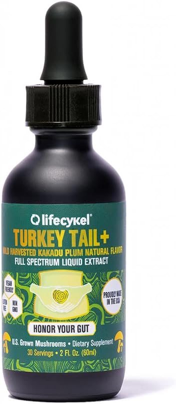 Turkey Tail Mushroom Liquid Extract Kakadu Plum- 100% Organic Turkey Tail Mushrooms-Immune Support Supplement Immune Defense Antioxidants Vitamin C Made in US, 2 Fl oz(Packaging May Vary)