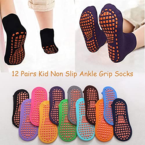12 Pairs Trampoline Socks - Non Slip Kids Grips with Anti-skid Ankle Protection for Boys & Girls4