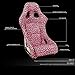 NRG Innovations FRP-303-PK-SAVAGE Prisma Fixed Back Bucket Racing Seat with Bottom Mount Bracket,Pink Savage Cheetah/White Pearl Back