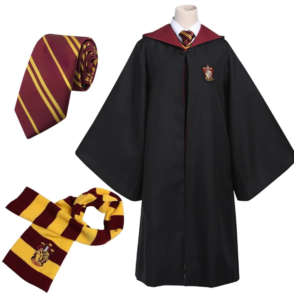 Bocguy Magician Robe, Costume child, Cape with Glasses and Tie, Wizard Costume for Halloween (125)