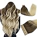 DOORES Hair Extensions Tape in Human Hair Ombre Ash Brown to Platinum Blonde 16 Inch 50g 20pcs Tape in Human Hair Extesnsions Natural Remy Hair Extensions Straight Skin Weft