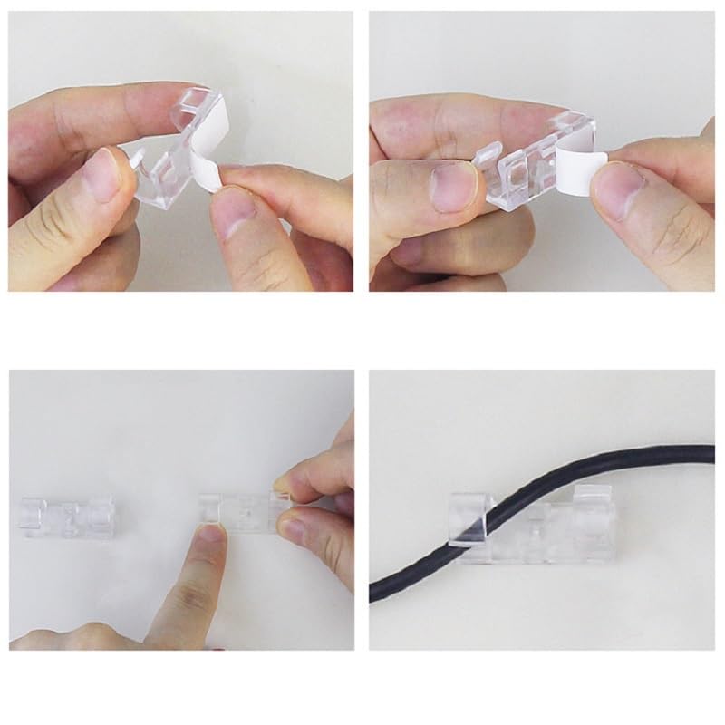 10pcs Medium Self Adhesive Cable Clips black,Wire Clips Cable Management Wire Organizer Cord Holder for Under Desk, Car, Wall, TV PC Ethernet Cable miniatura 7