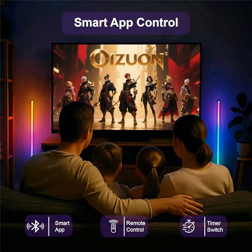 Image of 2 Pack Corner Floor Lamp - 57'' Tall RGB Lamp Modern Mood Lighting with 88 LEDs, Bluetooth App Control, and Sturdy Base for Effortless Setup