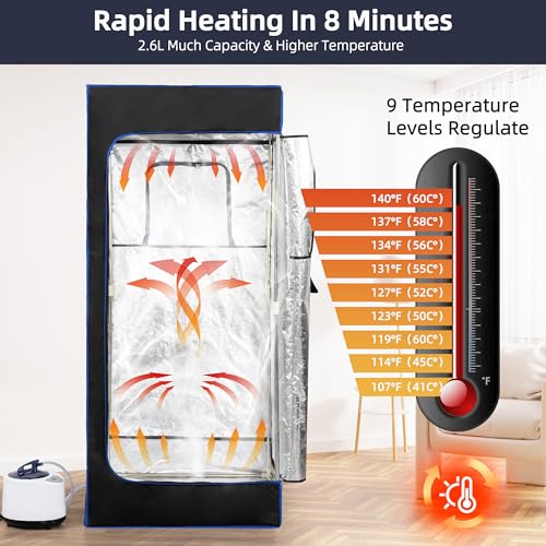 ALTLER Portable Steam Sauna for Home, Sauna Tent Sauna Box with 3.0L Steamer, Folding Chair, 9 Levels - Image 4