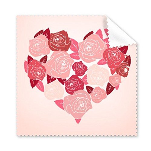 Chiffon de nettoyage lunettes motif rose St Valentin : lot de 5 essuie-écrans microfibre