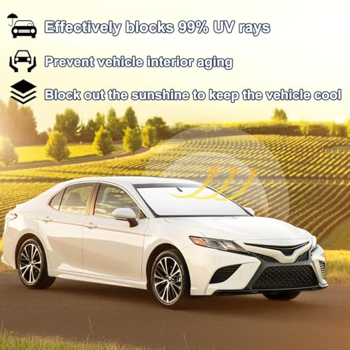 Image of Windshield Sun Shade for 2018-2024 Toyota Camry Accessories Foldable Front Window Shade 310T Thickened Protect from Sun Rays & Heat Damage Fully Covered to Keep Car Cool