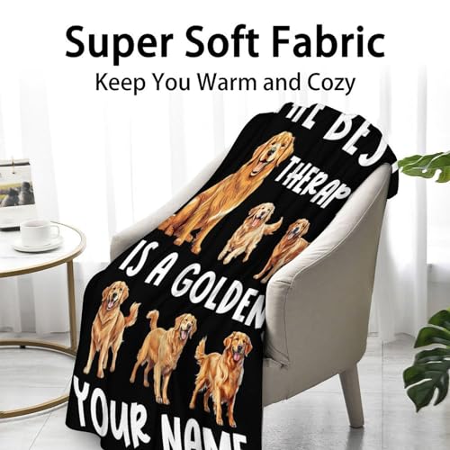 Custom Golden Retriever Blanket for Girls, Boys - 40x50 Inches Crib Size - Soft Fluffy Cozy Blankets Gift - Black Funny Blanket for Travel, Office
