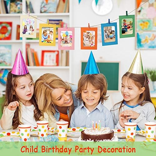 Heqishun 40 Pcs Paper Photo Frame + 40 Pcs Mini Clips + 4 Pcs Hanging Ropes, Colorful Kraft Paper Phote Frame 6 x 4 inch Picture Mat for Photo Display Home Decor