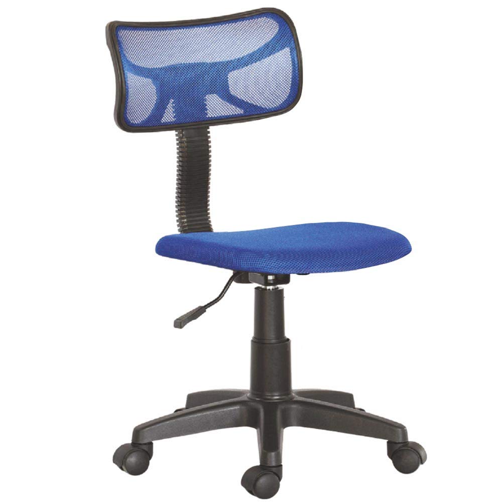 BAKAJI Silla giratoria de Escritorio Regulable en Altura, sillón con Ruedas para Oficina o Dormitorio, Respaldo ergonómico Asiento Acolchado (Azul)