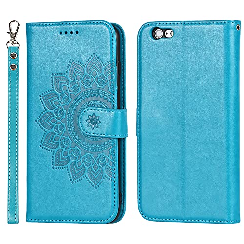 SunYoo for iPhone 6S Case,for iPhone 6 Case,Flower Printed Leather Magnetic Book Wallet Case with Stand Holder Flip Cover with Card Slots and Strap Compartment for iPhone 6/6s(4.7