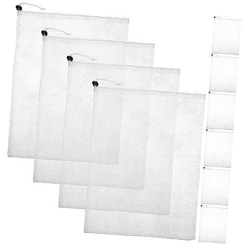 Alipis 10pcs Polyester Mesh Drawstring Bags Reusable Fruit Vegetable Storage Net Bags with Mouth for Travel Clothes Sports Equipment Organizer