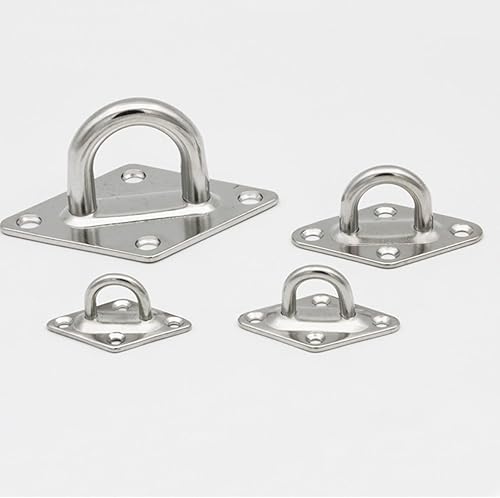 Miniatura 4 de HOUSON 6 piezas M5 placa de ojo de acero inoxidable, almohadilla de alta resistencia, gancho de grapas de pared para techo de hamaca (placa de ojo)