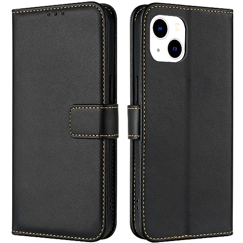TQIAHF Cover per iPhone 13 / iPhone 14 Custodia a Libro in Pelle con Porta Carte Magnetica Libretto Portafoglio Flip Case Antiurto Telefono Protezione Completa,Nero