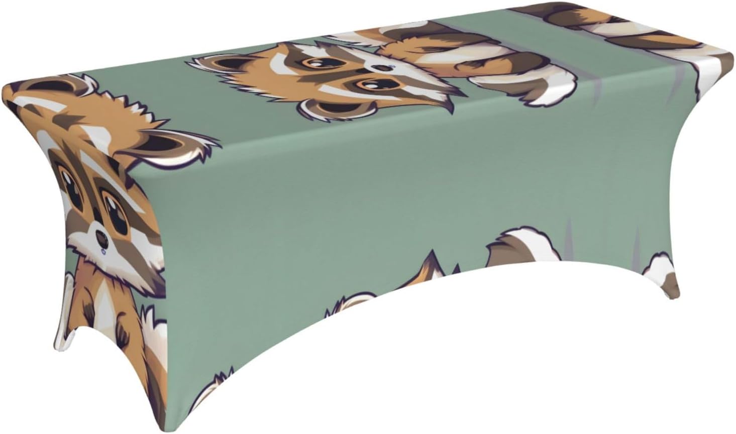 Cartoon Cute Raccoon Print Table Cover Rectangular Tablecloth for 6-Foot Tables for Wedding Banquets Outdoor