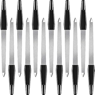 12 Pcs Metal Nail File 6.7 Inch Nail File Stainless Steel Nail File Double Sides Metal Sapphire File with Anti Slip Handle Fingernails Toenails Manicure File for Woman and Men (Black)