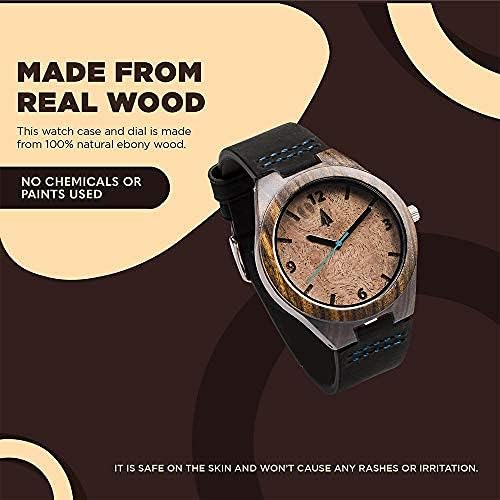 Treehut Wooden Watches for Men, Japanese Miyota Movement, Stylish Exotic Wrist Watch with Adjustable Stainless Steel Buckle, Leather Straps, Watch Made Real Bamboo Wood, Relojes para Hombre3